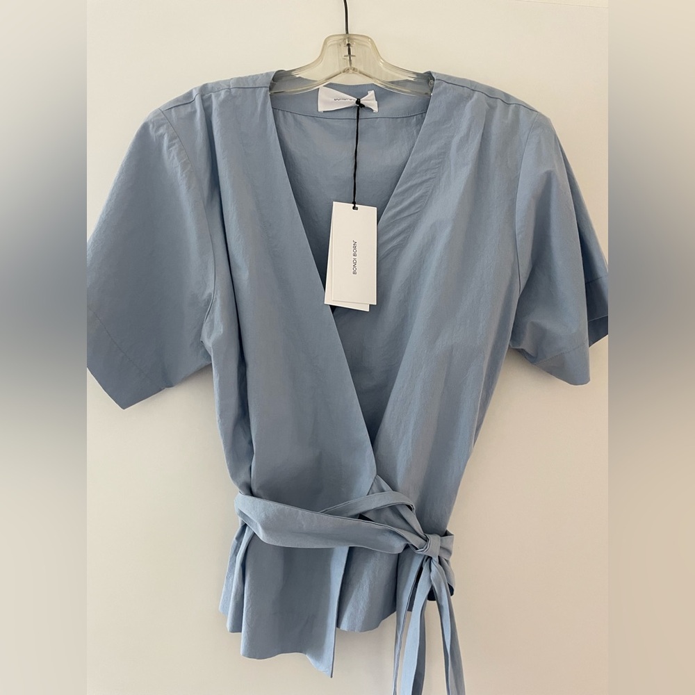BONDI BORN Cotton-Poplin Wrap Top. New with tags.